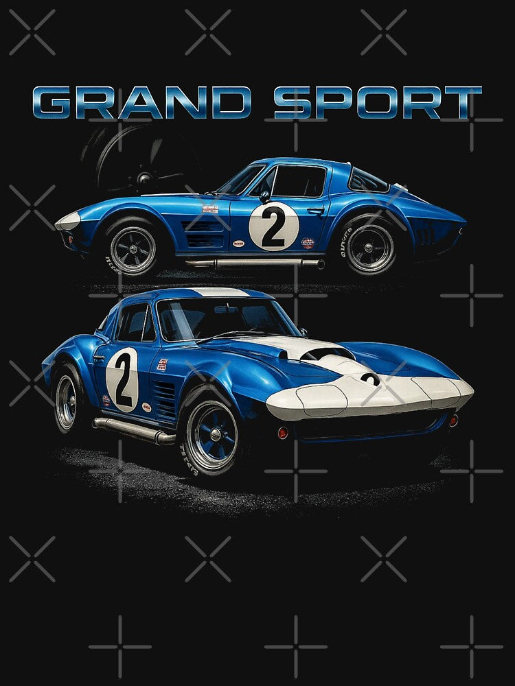 1963 Corvette Grand Sport – Blue and White American Racing Legend by TheArtOfCar