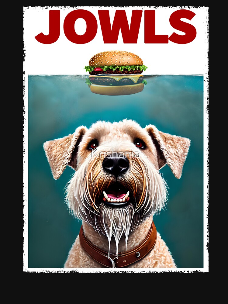 Funny Soft Coated Wheaten Terrier and Hamburger Parody Jowls Dog Lover by Kimberley King Art  King Art