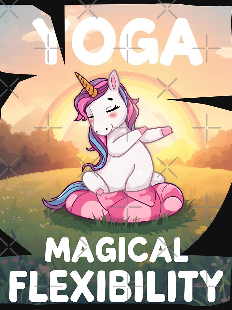 Unicorn doing yoga pose and rainbow aura shining, Magical Flexibility 5 by Neon G