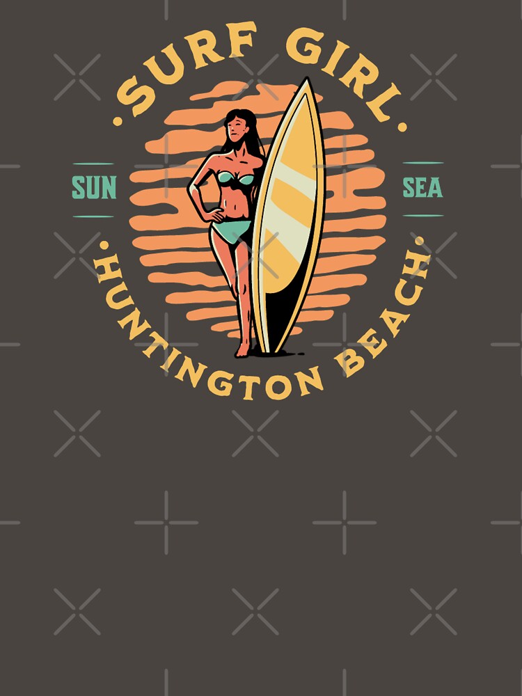Surfer Girl Surfing Huntington Beach California by CattlettArt
