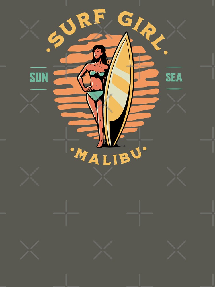 Surfer Girl Surfing Malibu California by CattlettArt