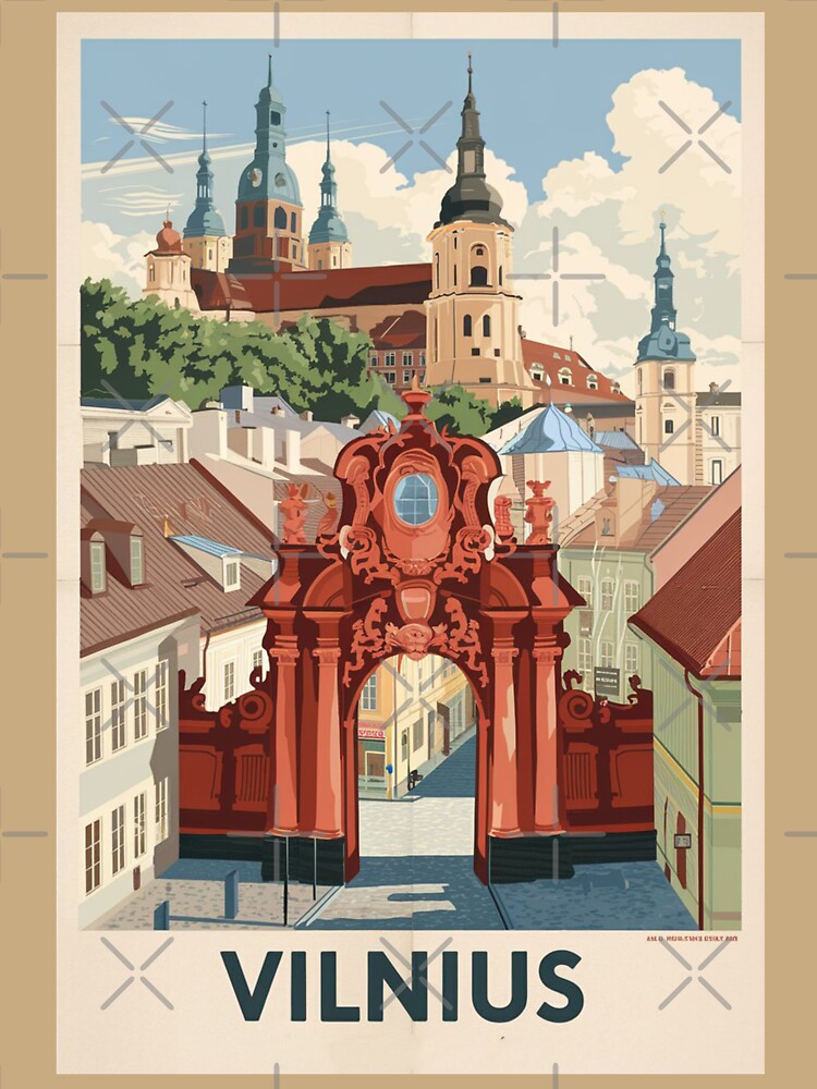 Vilnius Vintage Travel Poster by TravelerRat