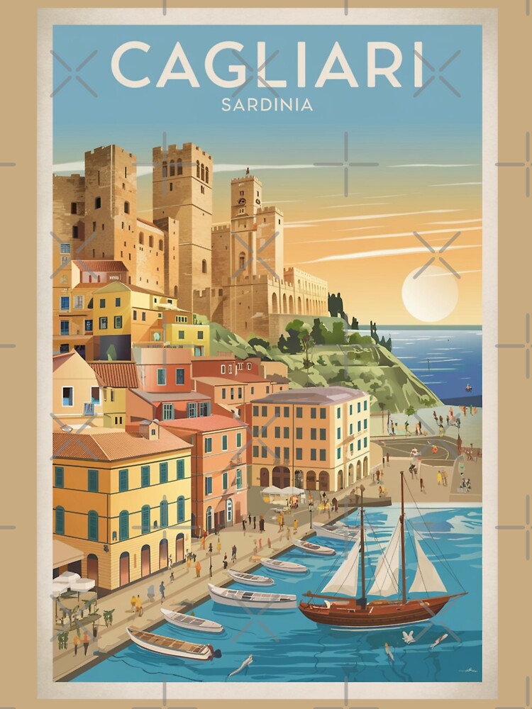 Cagliari Vintage Travel Poster by TravelerRat