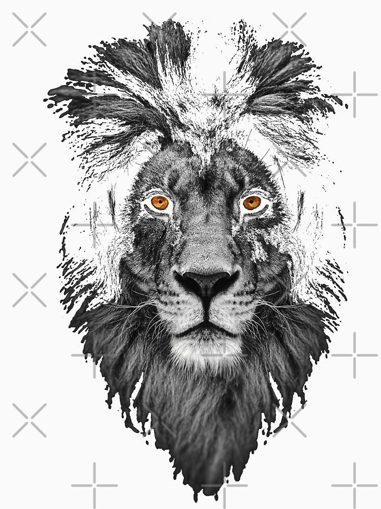 Lion Face T-shirt, Unisex Tshirt, Men Graphic Tee, Screen Print Shirt, Crew Neck, Gift for Dad, Gift for Men, Black T-shirt T-Shirt by fun-times-store