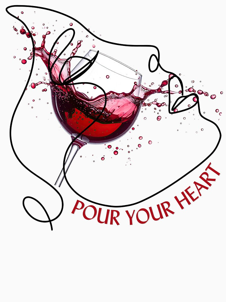 Minimalist Wine Glass Face Line Art Design by Black Signal
