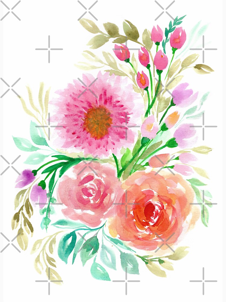 Pink Peach Flower in Watercolor Painting by MyArt23