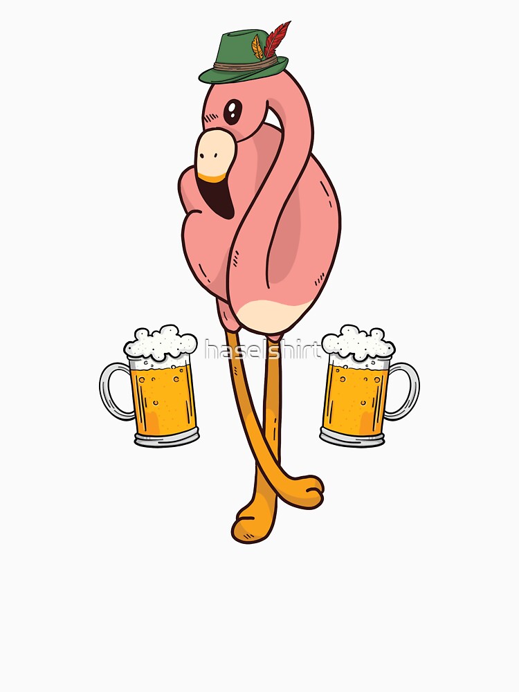 Oktoberfest Volksfest Beer Drinking Flamingo Gift by haselshirt