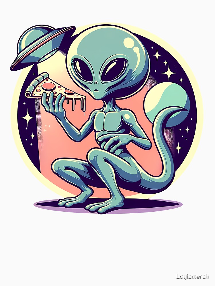 Funny Alien Pizza Lover, UFO by Logiamerch