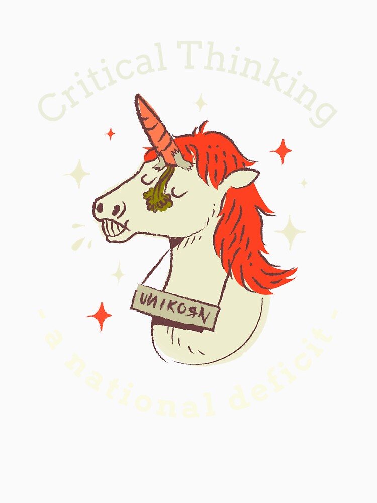 Critical Thinking Unicorn Design, Dark by bajrex
