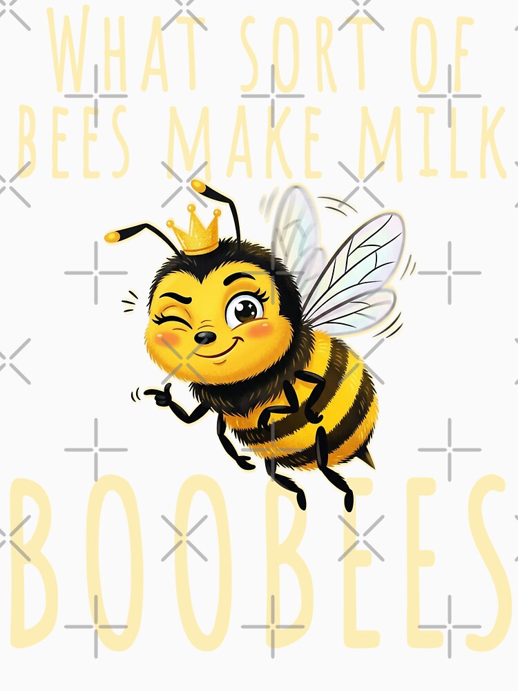 Sassy bee What sort of bees make milk? Boobees! Funny retro bee dad joke by KHWD