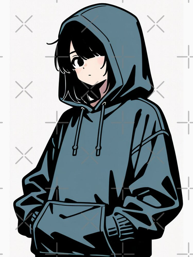 Fashion - Man in Blue Hoodie Hood Up Streetwear Anime Variant 2 by AnimeShin