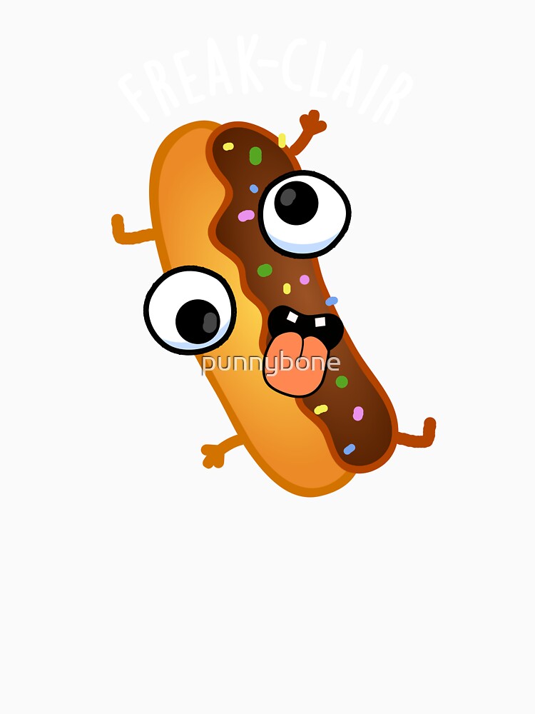 Freak-clair Funny Eclair Pun (Dark BG) by punnybone