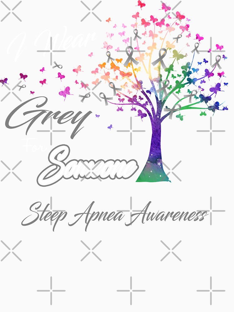 Ribbon Tree I Wear Grey For Someone Sleep Apnea Awareness by Tadmab