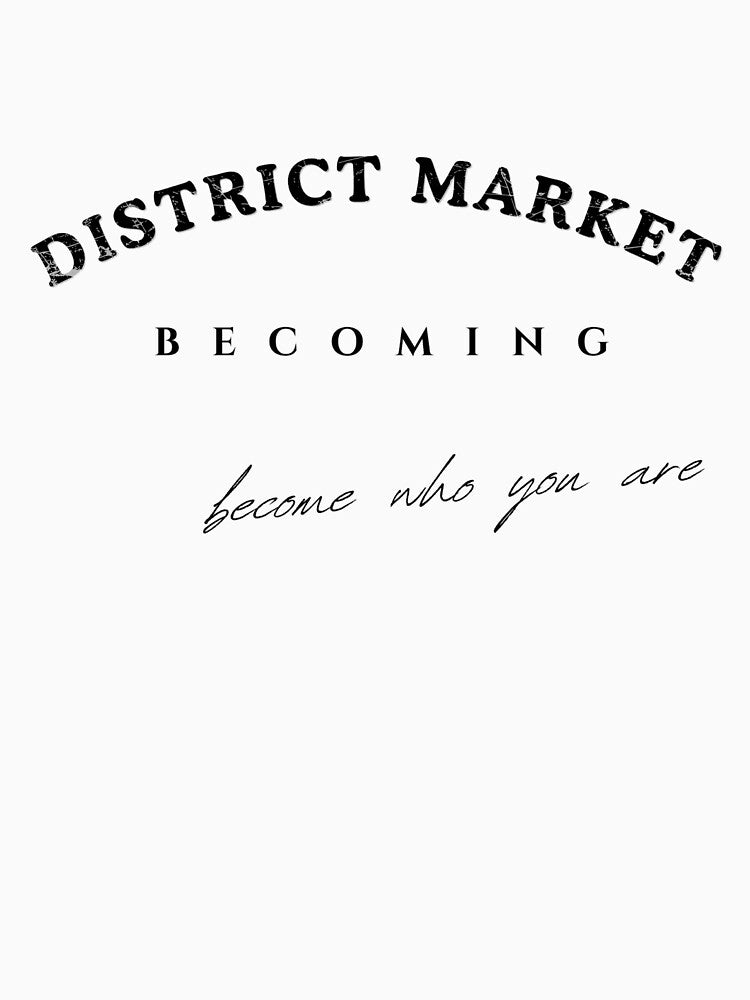 DISTRICT MARKET BECOMING Graphic Tee – Black Vintage Typography Design (White Shirt) by districtmarket