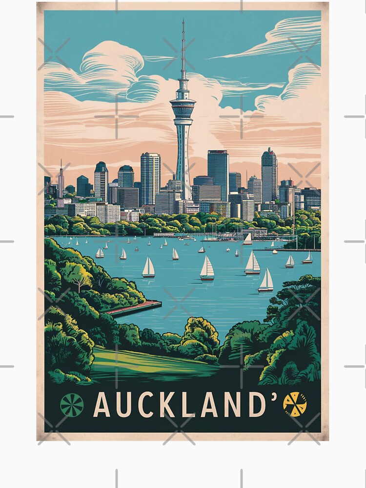 Auckland Vintage Travel Poster by TravelerRat