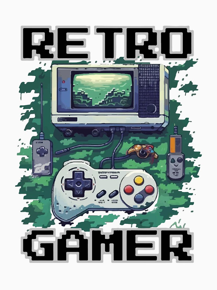 Old School Video Games – Retro Pixel Artwork | Retro Gamer Pixel Tee by Hussar08