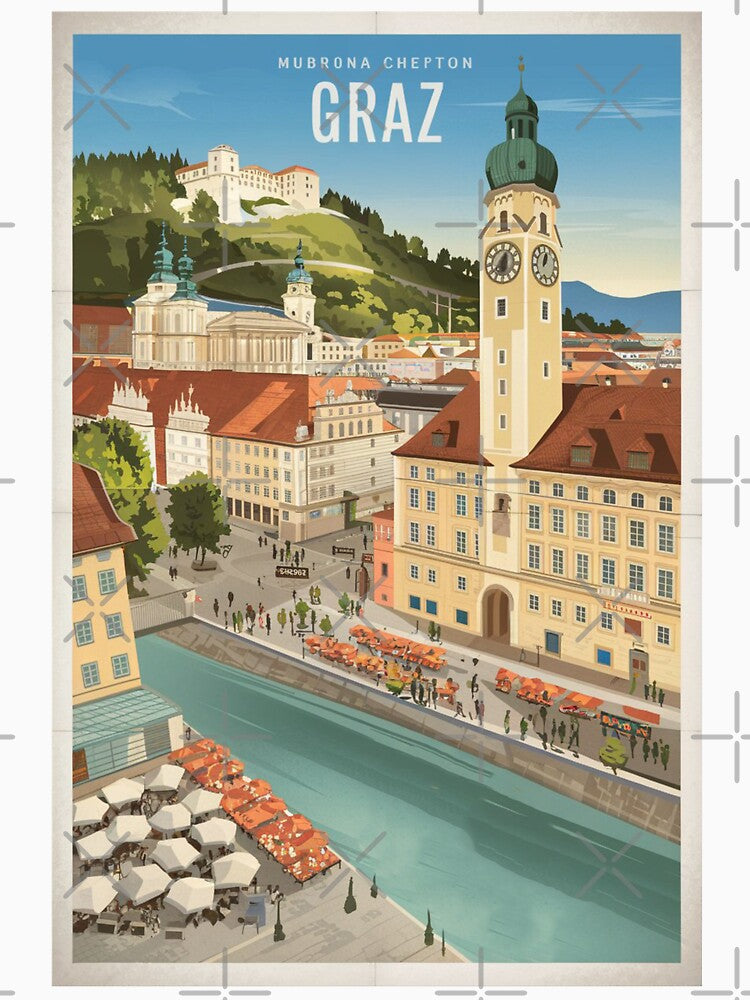 Graz Vintage Travel Poster by TravelerRat