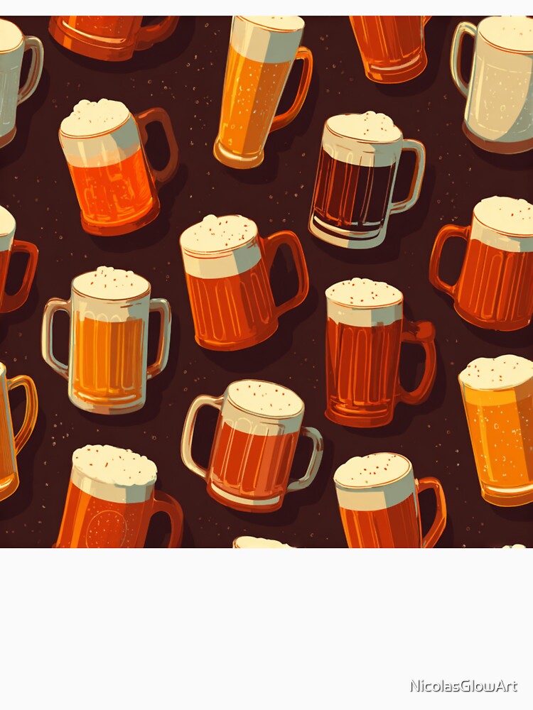 Retro Beer Mugs Pattern Craft Beer Lover Design by NicolasGlowArt
