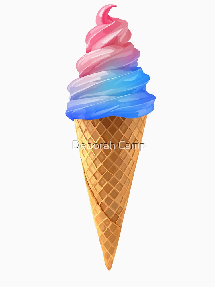 Pink Blue Cotton Candy Ice Cream Cone by Deborah Camp