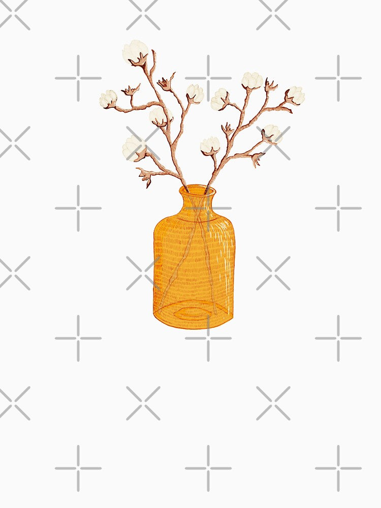 Still life - Cotton branches in a ochre vase by Printables Passions