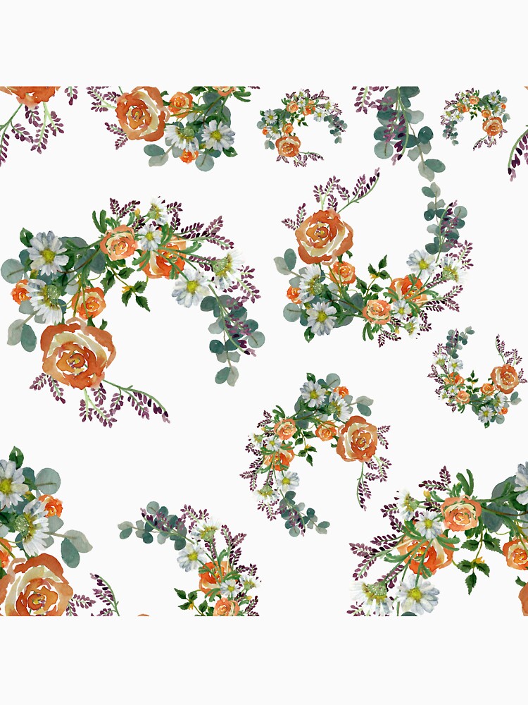 Flower rose daisy branch pattern a watercolor by Yana Mustafina | Boho Soulful Designs
