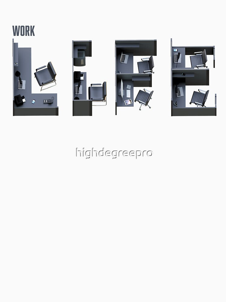Work life spelled with office cubicles - Funny Pun t-shirt by highdegreepro
