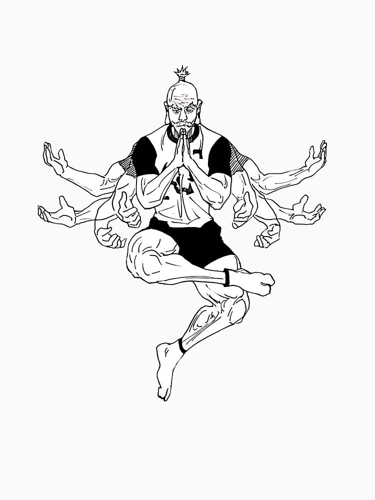 Multi-armed martial arts master sitting in a meditating stance by JohnnyFive8
