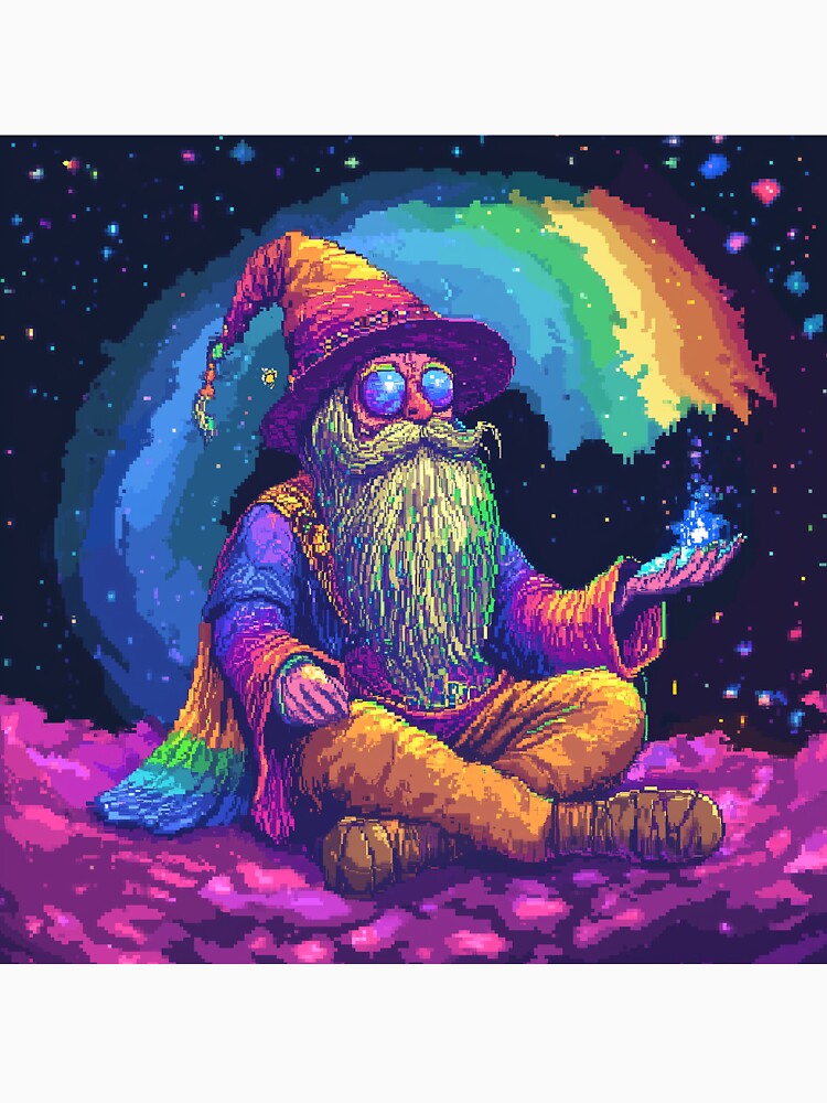 Trippy Wizard Rainbow Pixel Art by Kaos-Bit