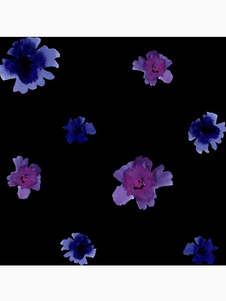 Violet viola flower black pattern a watercolor by Yana Mustafina | Boho Soulful Designs