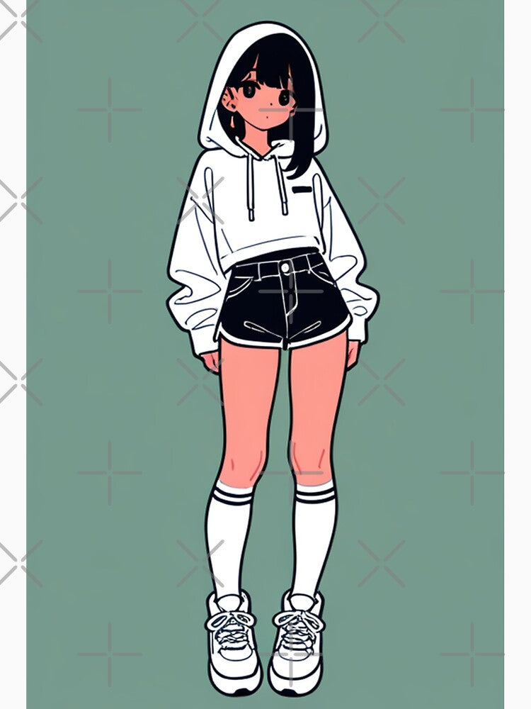 Fashion - Woman in White Hoodie Casual Streetwear Look by AnimeShin