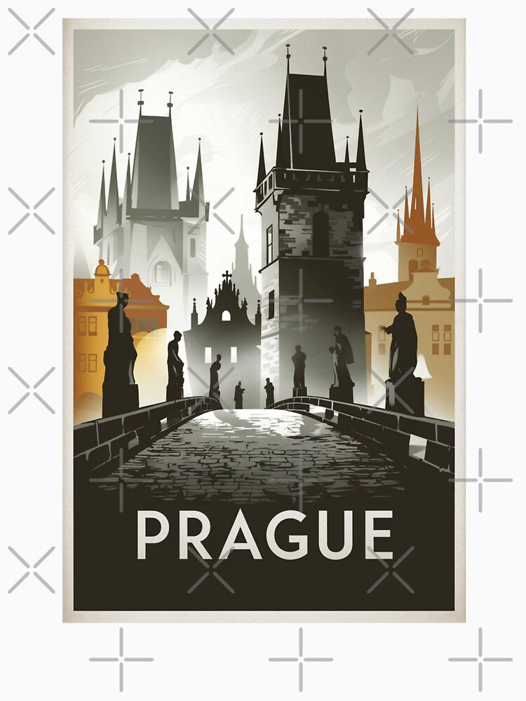 Prague Vintage Travel Poster by TravelerRat