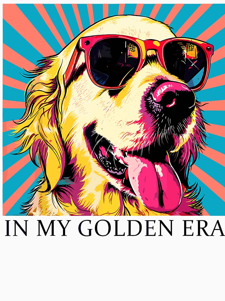 In My Golden Era Funny Golden Retriever 70s Retro Sunglasses Graphic by Glow-Paw-Studio