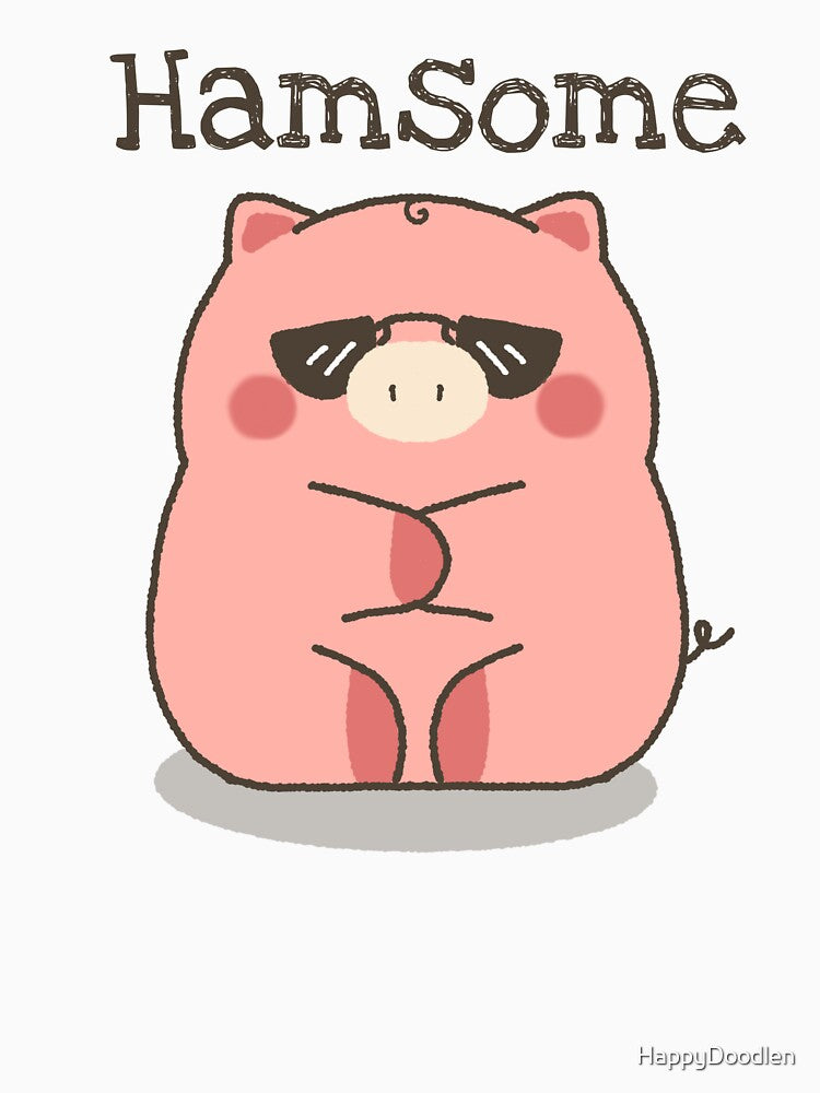 Hamsome - Cute Funny Pig Pun by HappyDoodlen