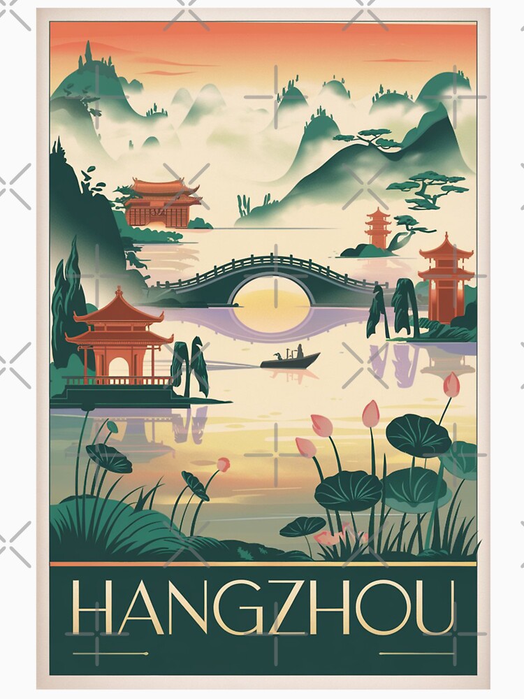 Hangzhou Vintage Travel Poster by TravelerRat