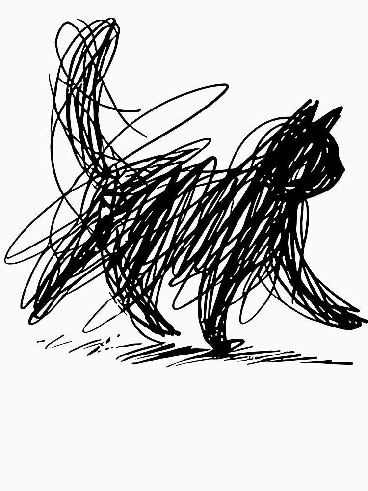 Scribble Cat Abstract Sketch Minimalist Cat Art Lover by pansak