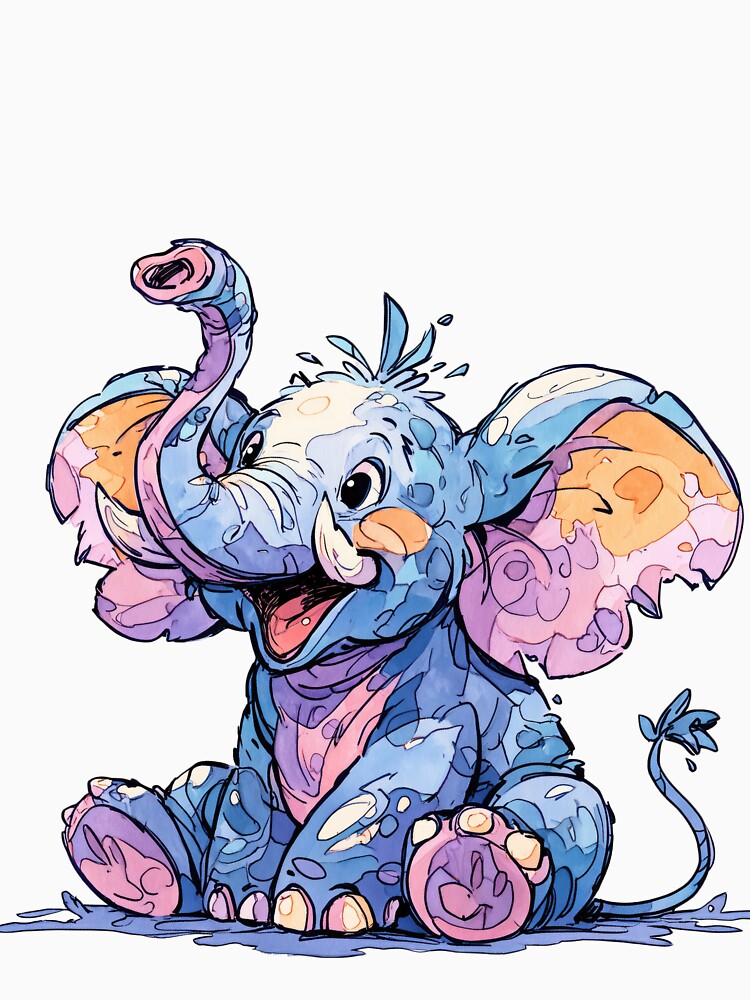 Adorable cartoon baby elephant with oversized ears by DadGenX