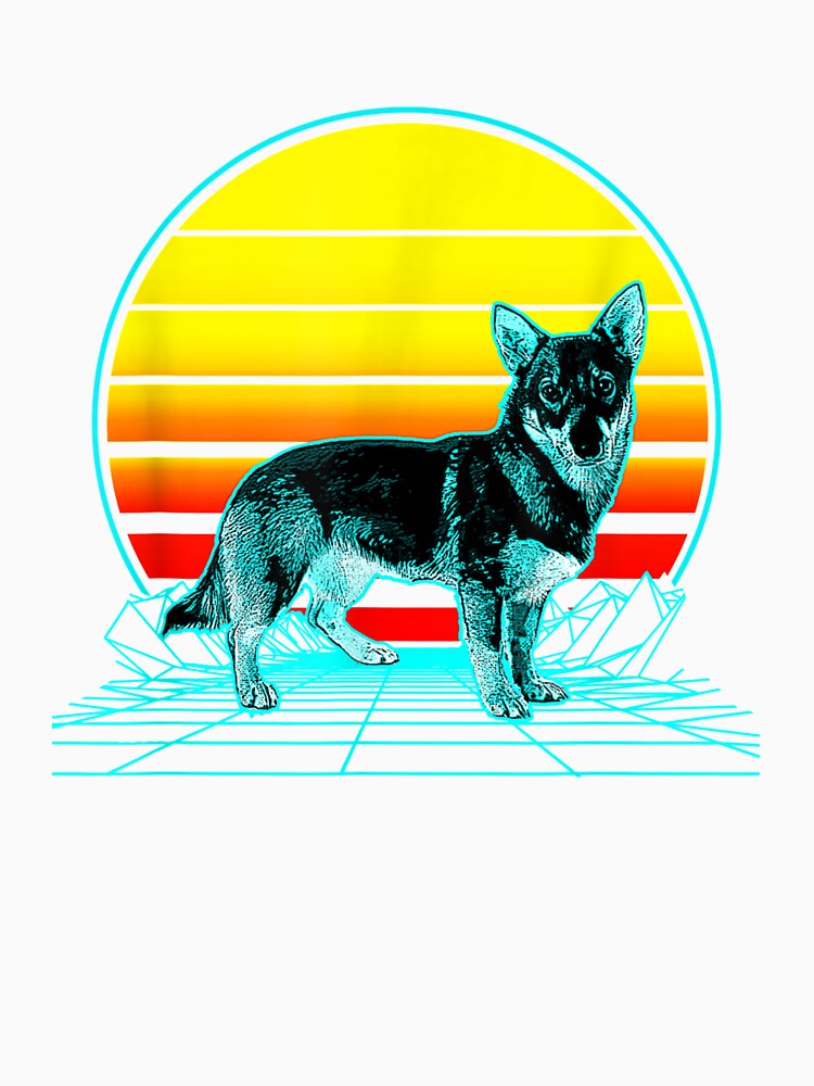 Retro Vintage Sunset Swedish Vallhund by shirleyfinley