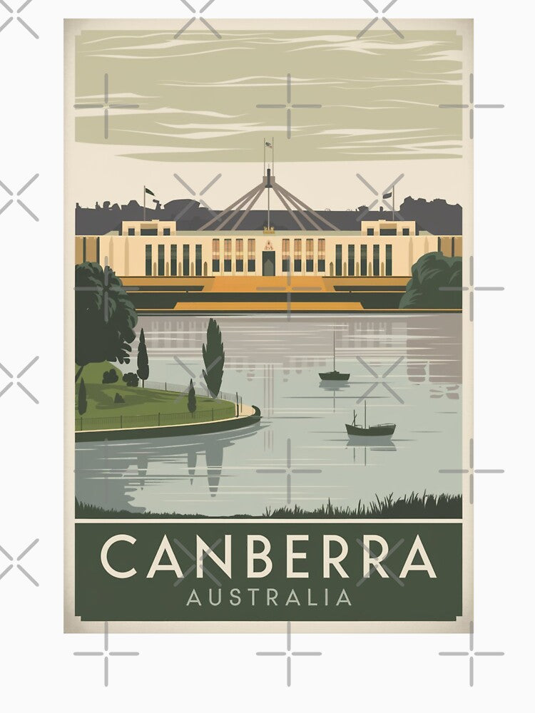 Canberra Vintage Travel Poster by TravelerRat