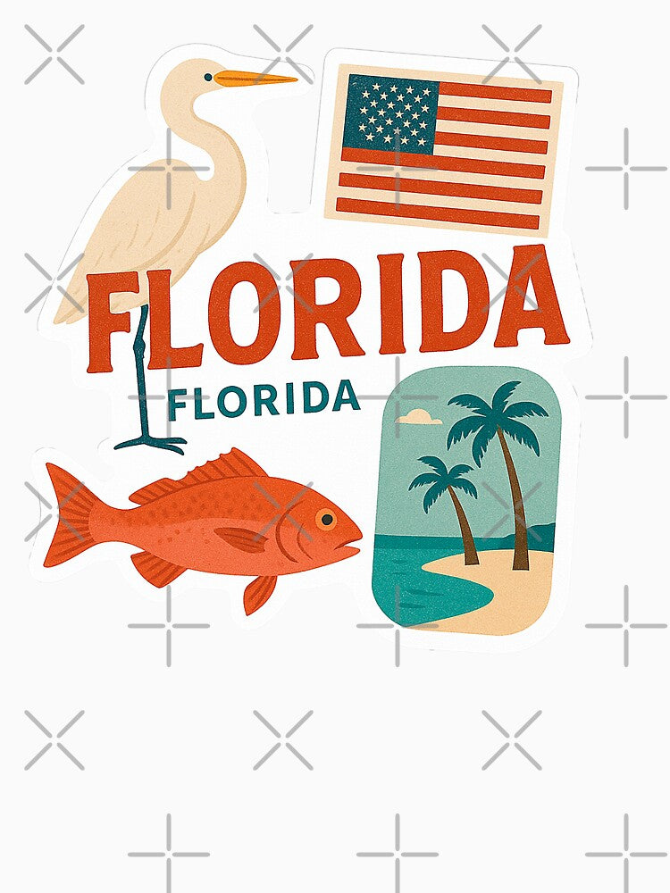 Florida Travel Sticker Art Design, Travel Art by SusannesArtShop