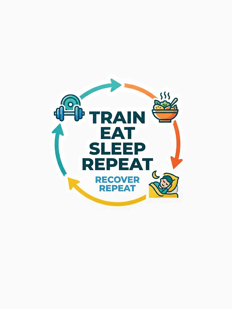 Train Eat Sleep Repeat Funny Gym Sticker Fitness Lifestyle by ArmoniaJustin