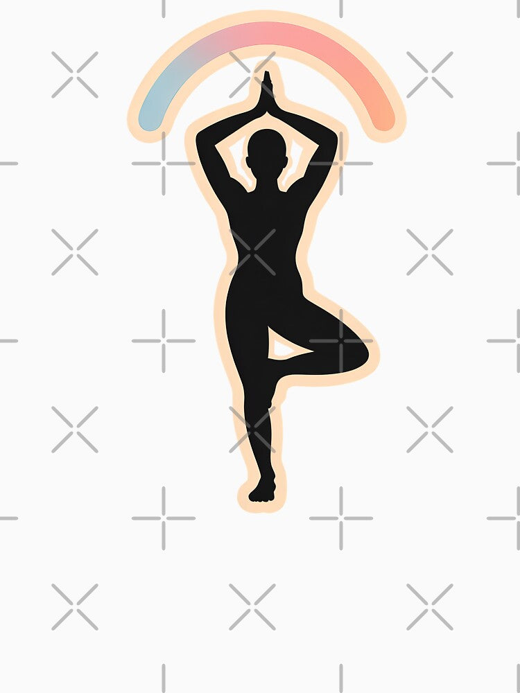 Soft Strength Yoga Tree Pose – Minimalist Pastel Silhouette by TrendMorphic