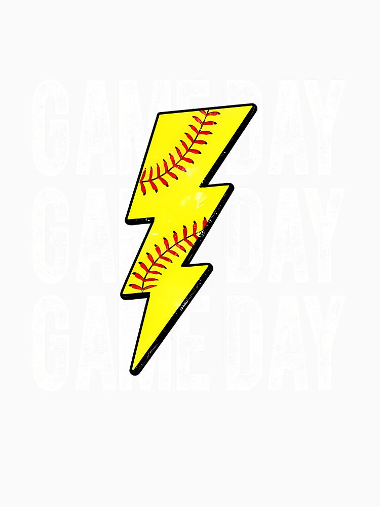 Game Day Softball Lightning Bolt Softball Mom Dad Girl Boy Long Sleeve by ArleneRowe