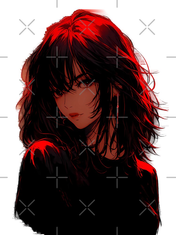 Red Neon Anime Girl – Dark Retro 90s Aesthetic by ShadowsInk