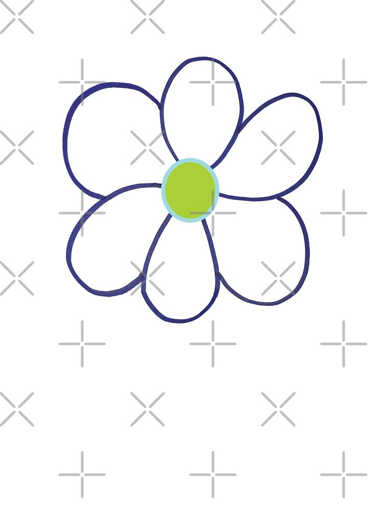 Big Simple Six Petal Flower in Blue and Green by BelindaFuller