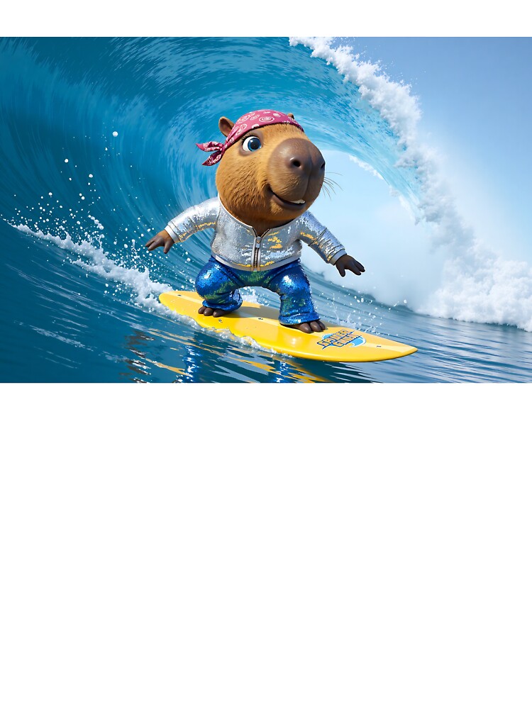 Calvin Capybara Surfing by LOST GAY LONDON