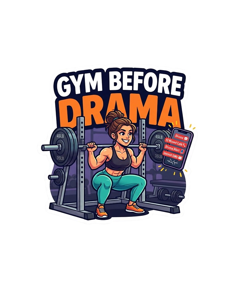 Gym Before Drama Funny Fitness Sticker Workout Motivation Meme by ArmoniaJustin