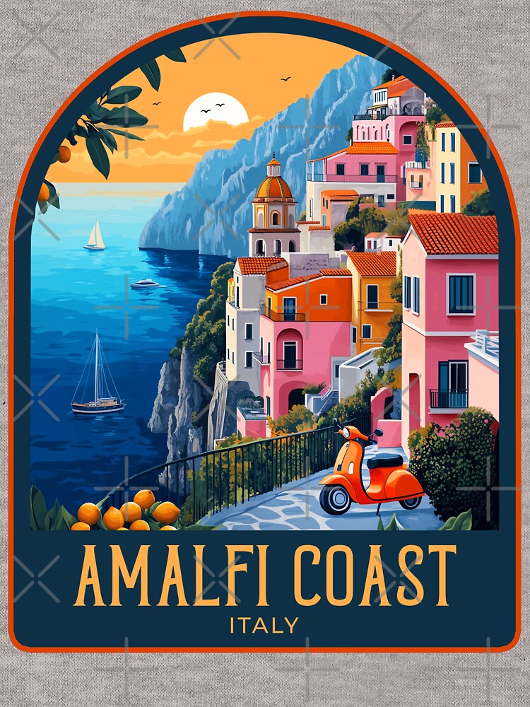 Amalfi Coast Vintage Travel Illustration by HomeLivingCo