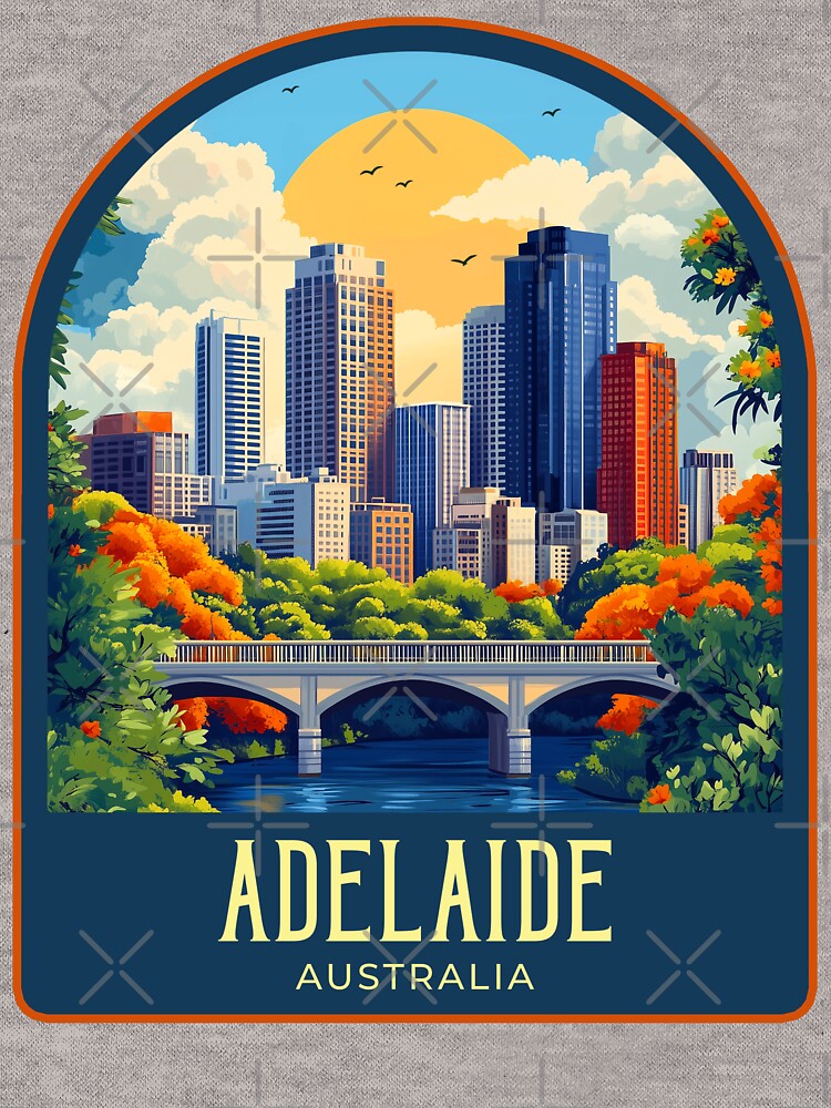 Adelaide Vintage Travel Illustration by HomeLivingCo