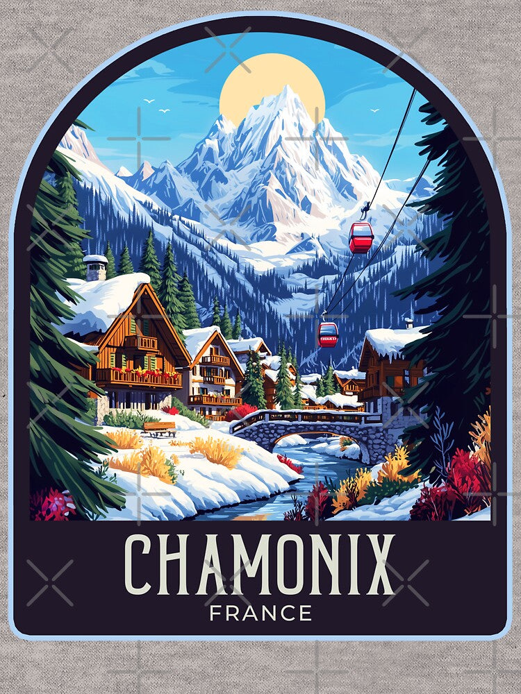 Chamonix Vintage Travel Illustration by HomeLivingCo