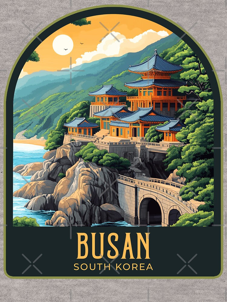 Busan Vintage Travel Illustration by HomeLivingCo